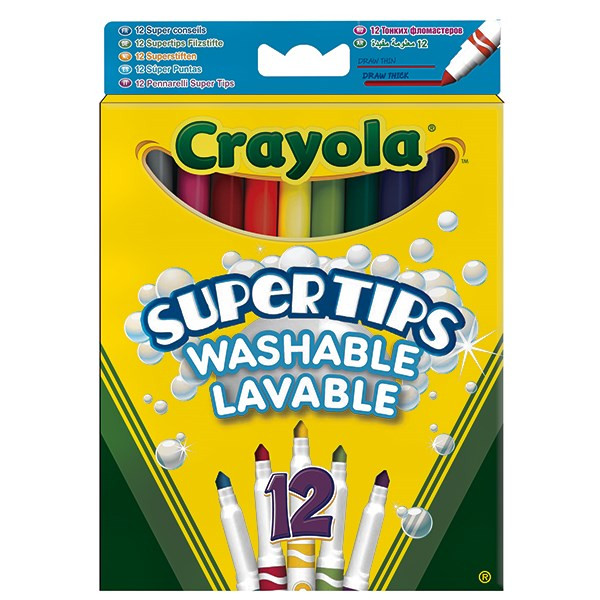 ماژیک رنگ آمیزی کرایولا مدل Supertips Washable Lavable – بسته 12 رنگ